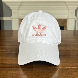 White & pink adidas hat